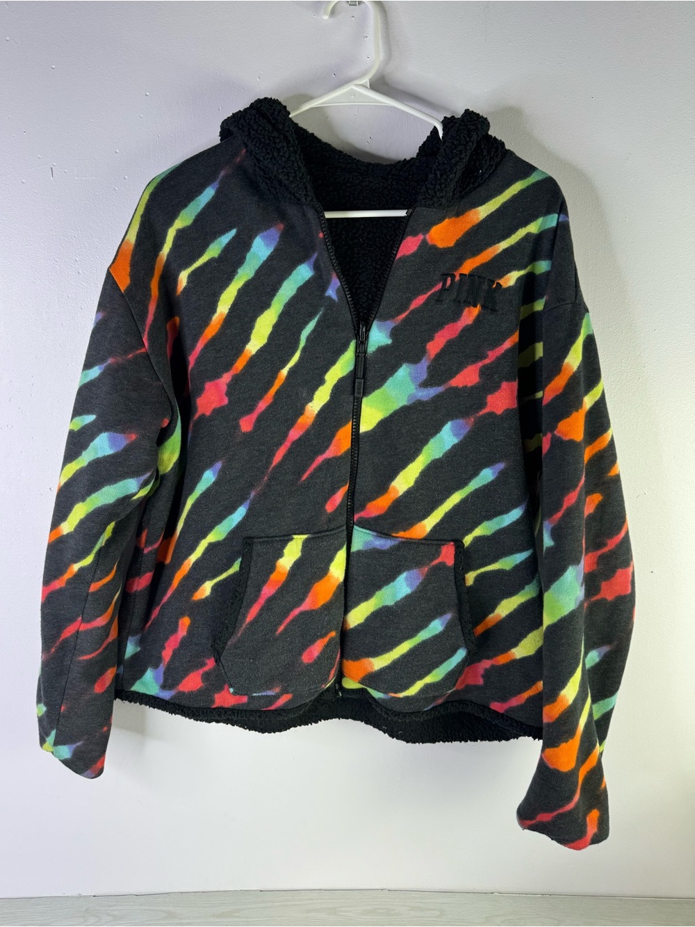 VS Pink Reversible Sherpa Jacket Full-Zip Coat size medium